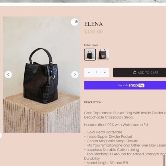 *NEW* AOTA VEGAN CROC LEATHER BUCKET BAG - Picture 6 of 7